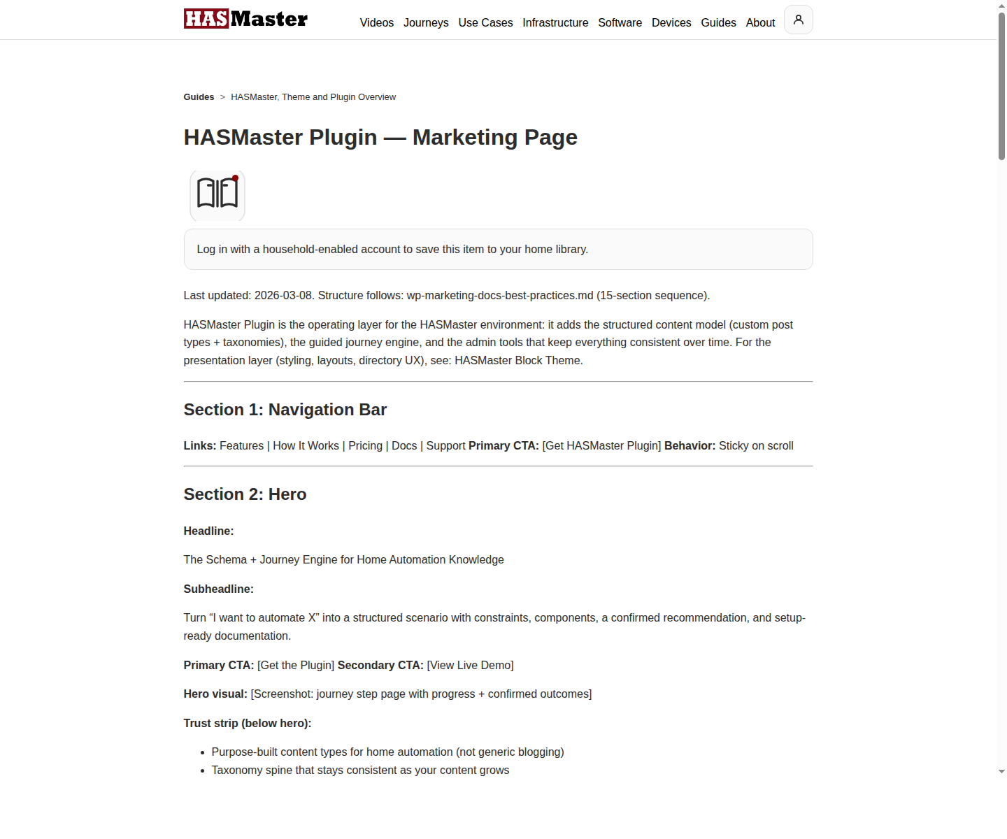 HASMaster plugin capabilities guide screenshot from the public site